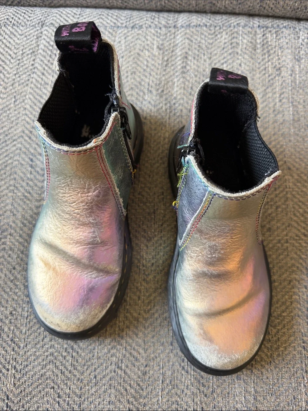 Dr. MARTENS TODDLER 2976 RAINBOW CRINKLE LEATHER CHELSEA BOOTS Size: 12
